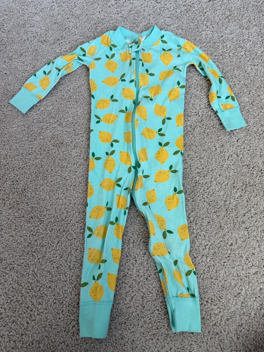 Hanna Andersson Aqua Lemon Print One-Piece Footie